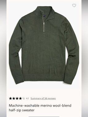 J. Crew Olive Half-Zip Merino Sweater